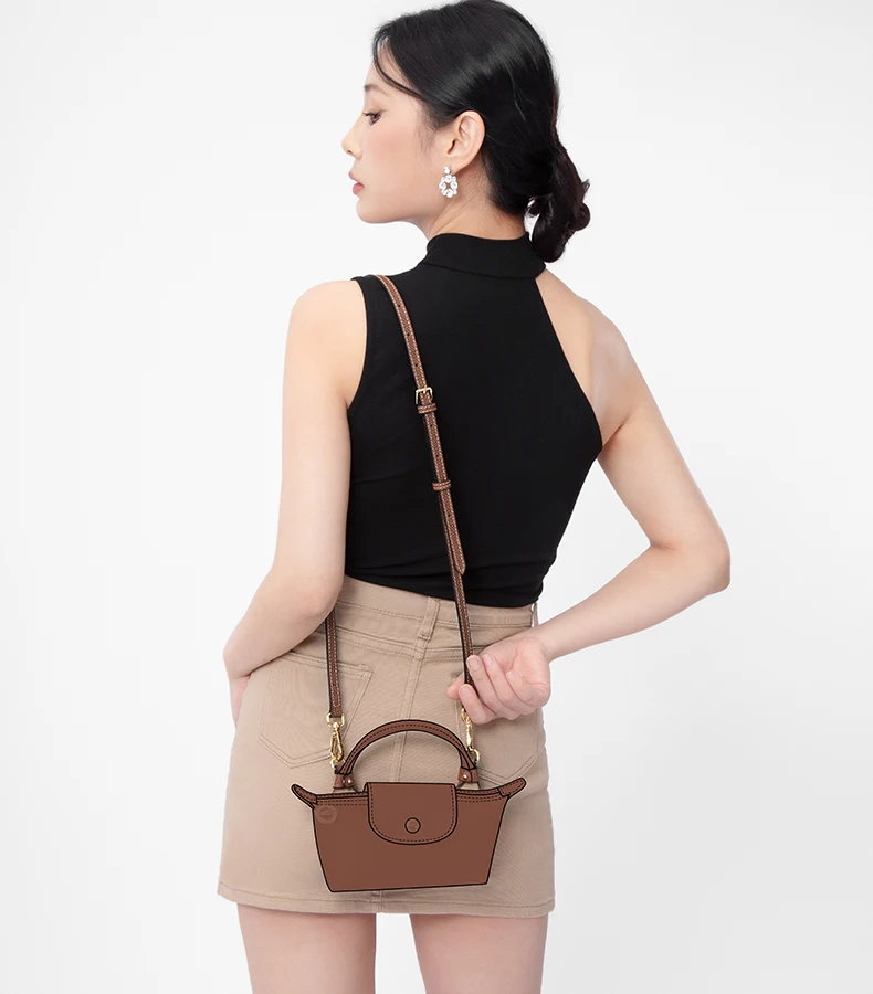 CRAZYSMITH Bag Transformation Bag Accessories for Longchamp Mini Bag Straps Punch-free Genuine Leather Shoulder Strap Crossbody