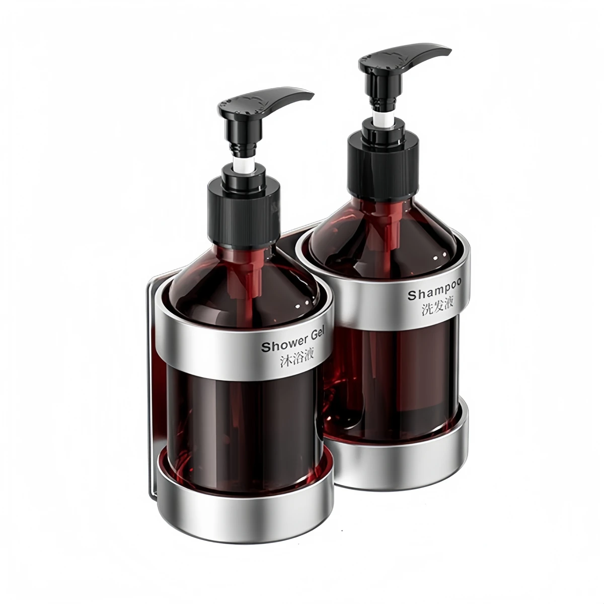 Bathroom Use Bathroom Shampoo Holder Bathroom Soap Holder Refillable Pump Bottle Sleek Brown Design Suitable For Various Liquids