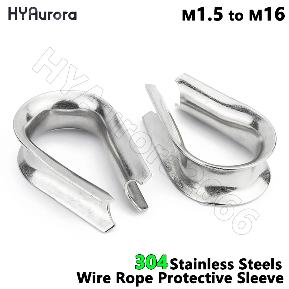304 Wire Rope Protective Sleeve stainless Steel Cable Thimbles Clamps Hasps Chicken Heart Ring Rigging Fasteners M1.5 M2 to M16