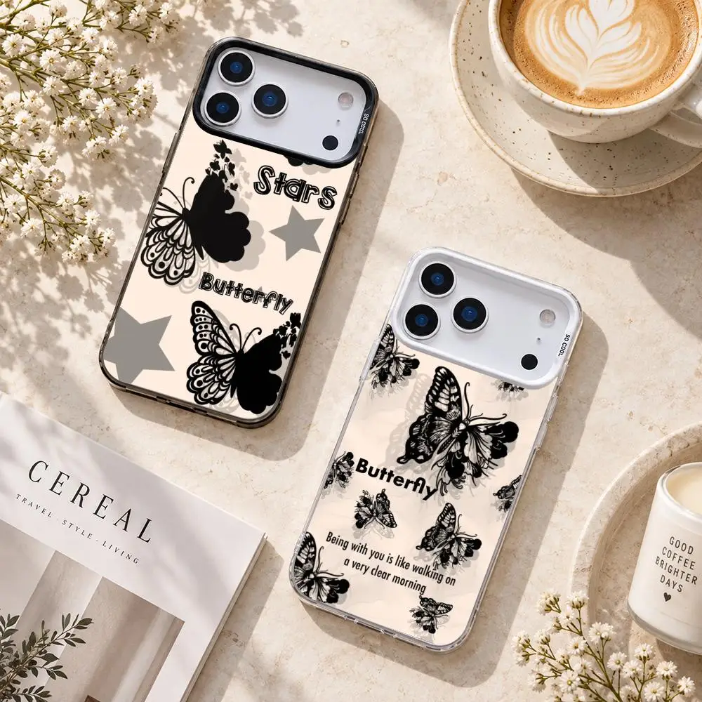 Nature Butterfly Phone Case For iPhone 18 17 16 15 14 13 12 Pro Max Plus Slim Shockproof Phone Case Cover Shell