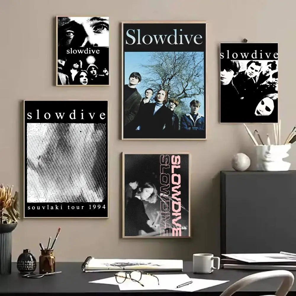 S-Slowdive Band Poster Stickers HD Waterproof Painting Wall Art for Bedroom Living Room Home Decor Decoration Gift