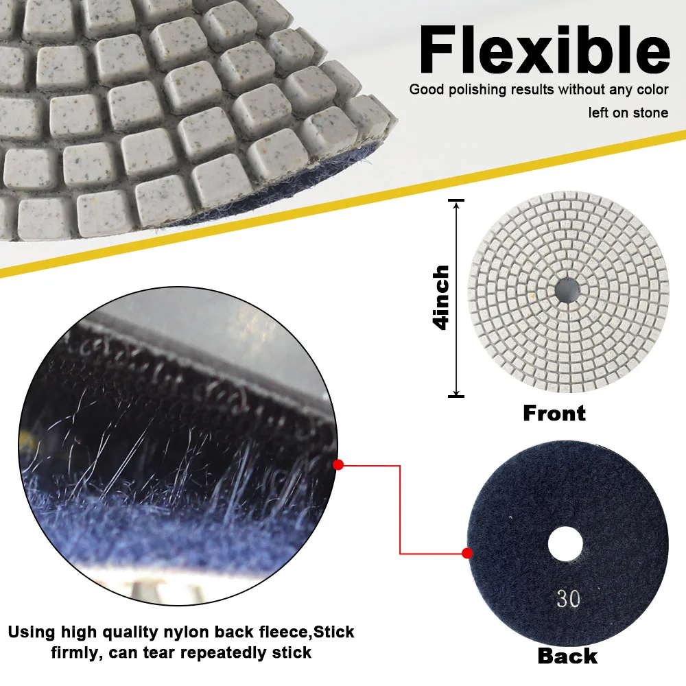 Grit 30# 100mm Diamond Polishing Pad Wet Dry Buff Disc Abrasive for Sanding Marble Granite Concrete Grinding Countertop Stone