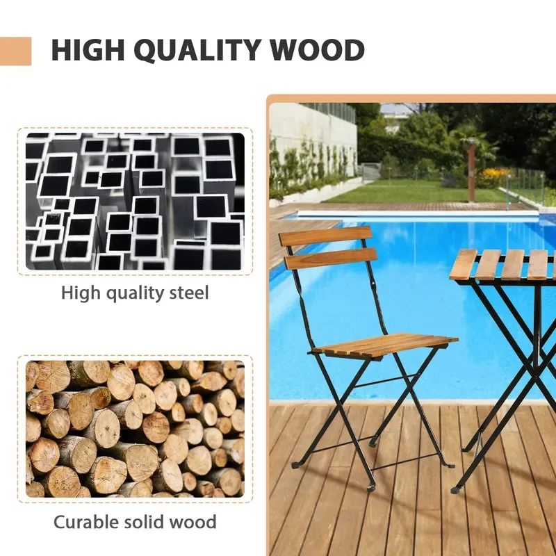 Modern Lightweight Metal Foldable Bistro Set Durable Outdoor Furniture Weather Resistant for Patio Garden Backyard Front