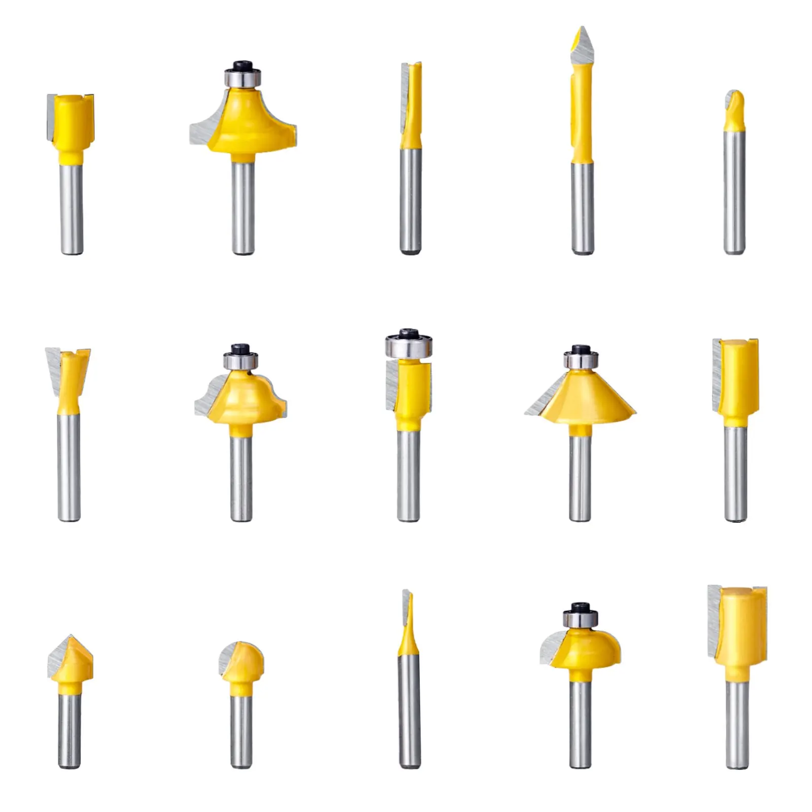 Router Bits Set 15 Pieces Carbide Router Bit Shank Carrying Case