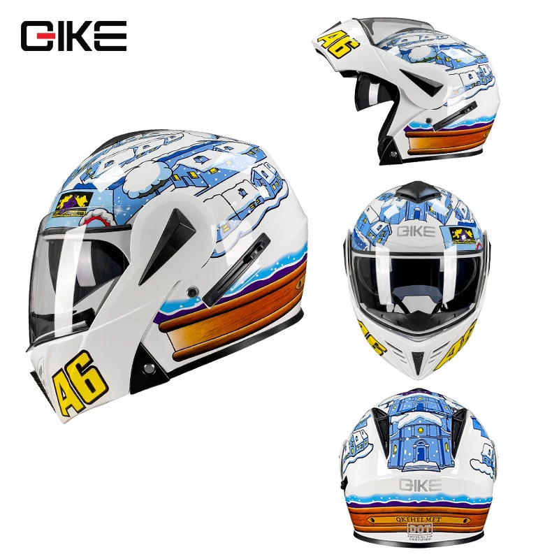 

Motorcycle Helmet Winter Personalized Safety Rider Motorcycle Full Helmet Dual Lens Flip Up Helmets for Men and Women#