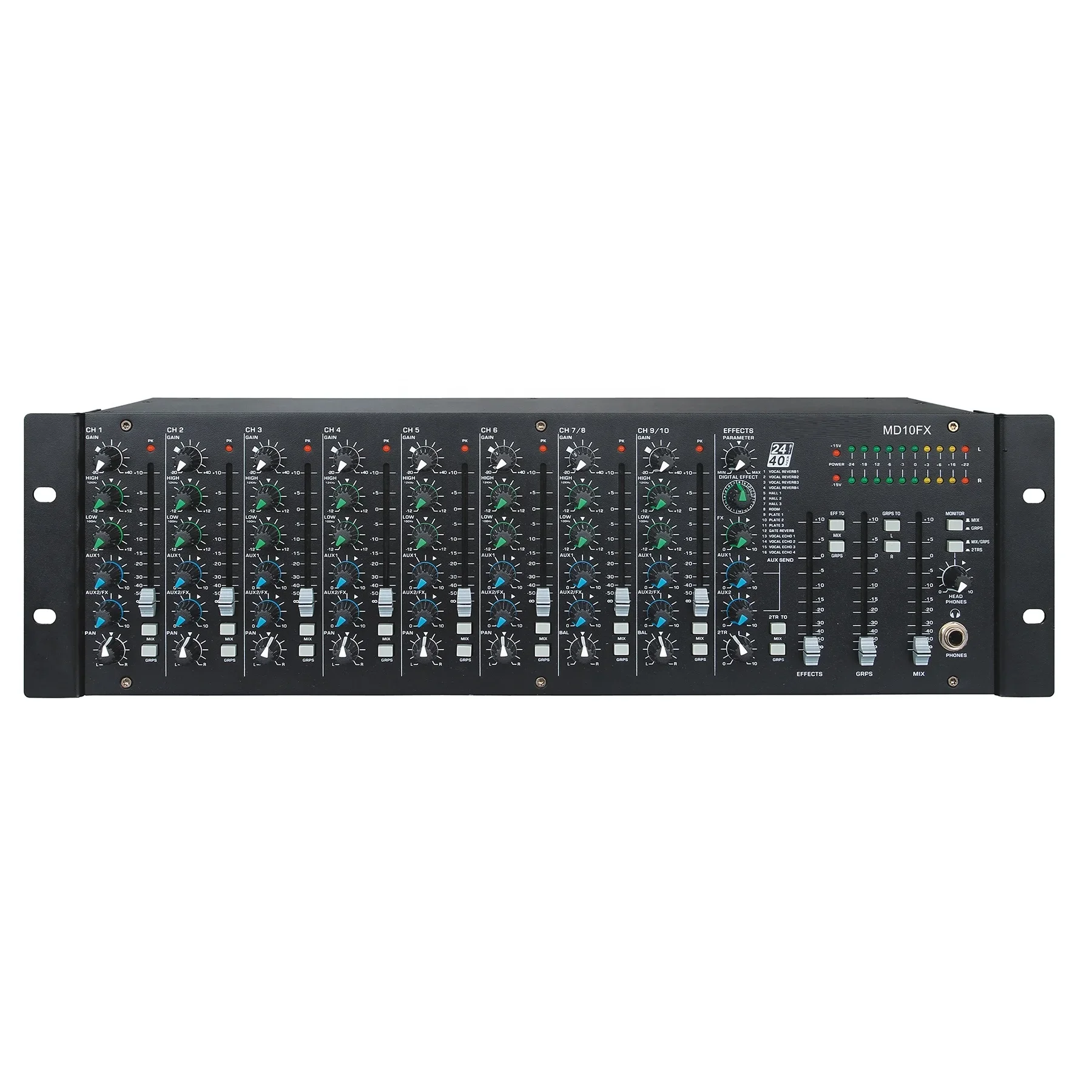 

10-Channel Professional 3U Rack Mount DJ Digital Audio Mixer Console Conference Controller with MP3 Feature for KTV DJ Shows