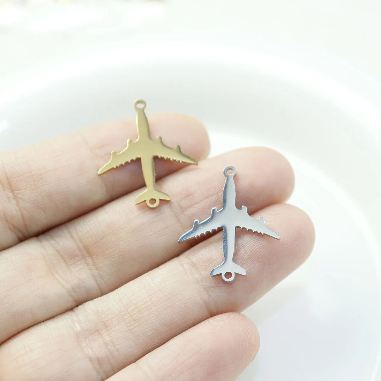 

10pcs Stainless Steel Plane Connector Jewelry Charms Accessory Bracelets Hand Making High Quality Vacuum Plated WaterProof