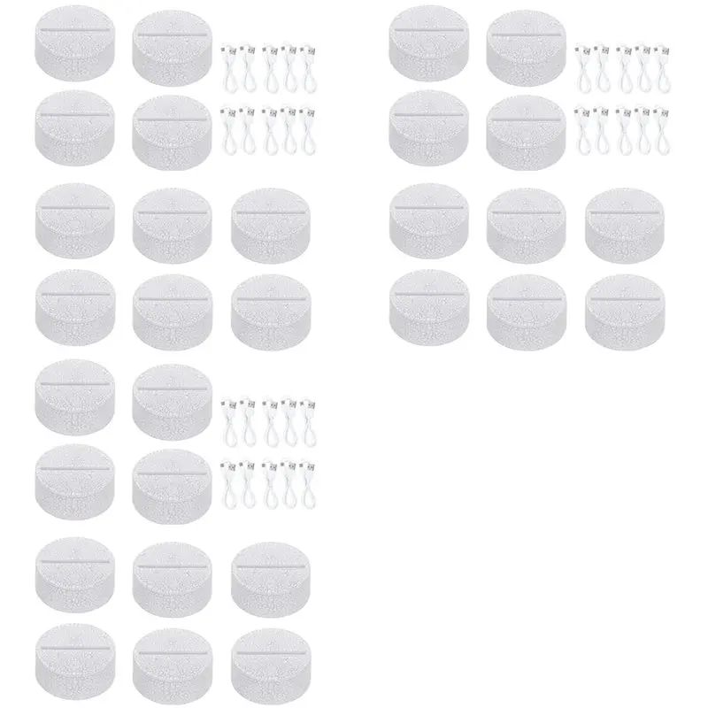 【CUSTOMER FAVORITE】30Pcs Acrylic 3D LED Lamp Base Table Night Light Base 7 Color Adjust ABS Battery Or USB Operated Lighting Acc