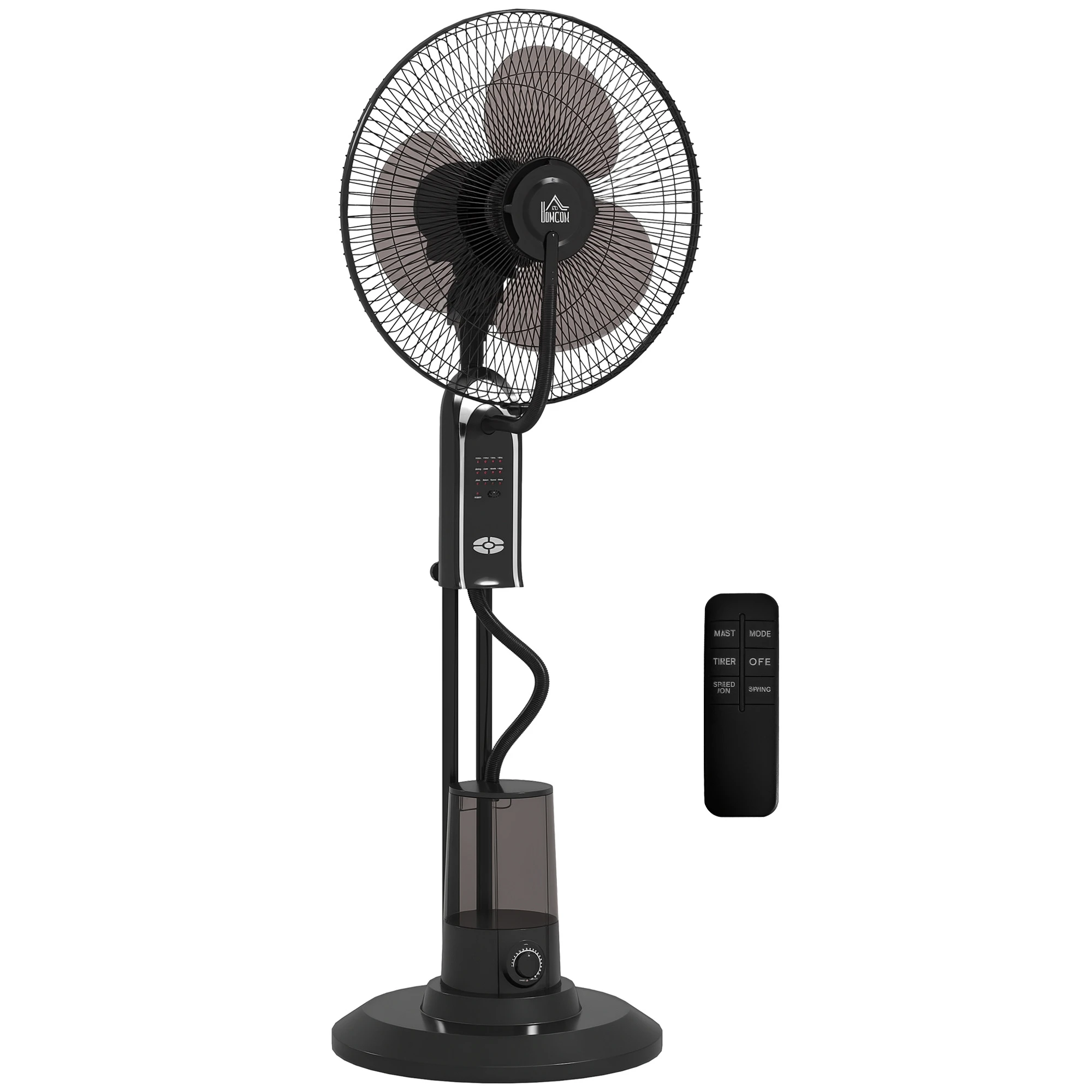 HOMCOM Ventilador Nebulizador Ventilador de Pie con Agua Oscilante 75 W Temporizador Tanque 3,2L Mando a Distancia 3 Velocidades