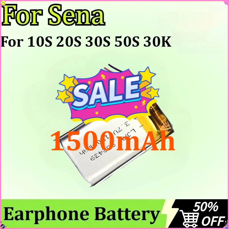 

High Capacity for Sena 10S 20S 30S 50S 30K 1500mAh Motorcycle Wireless Headset Earphone Battery Rechargeable Battery