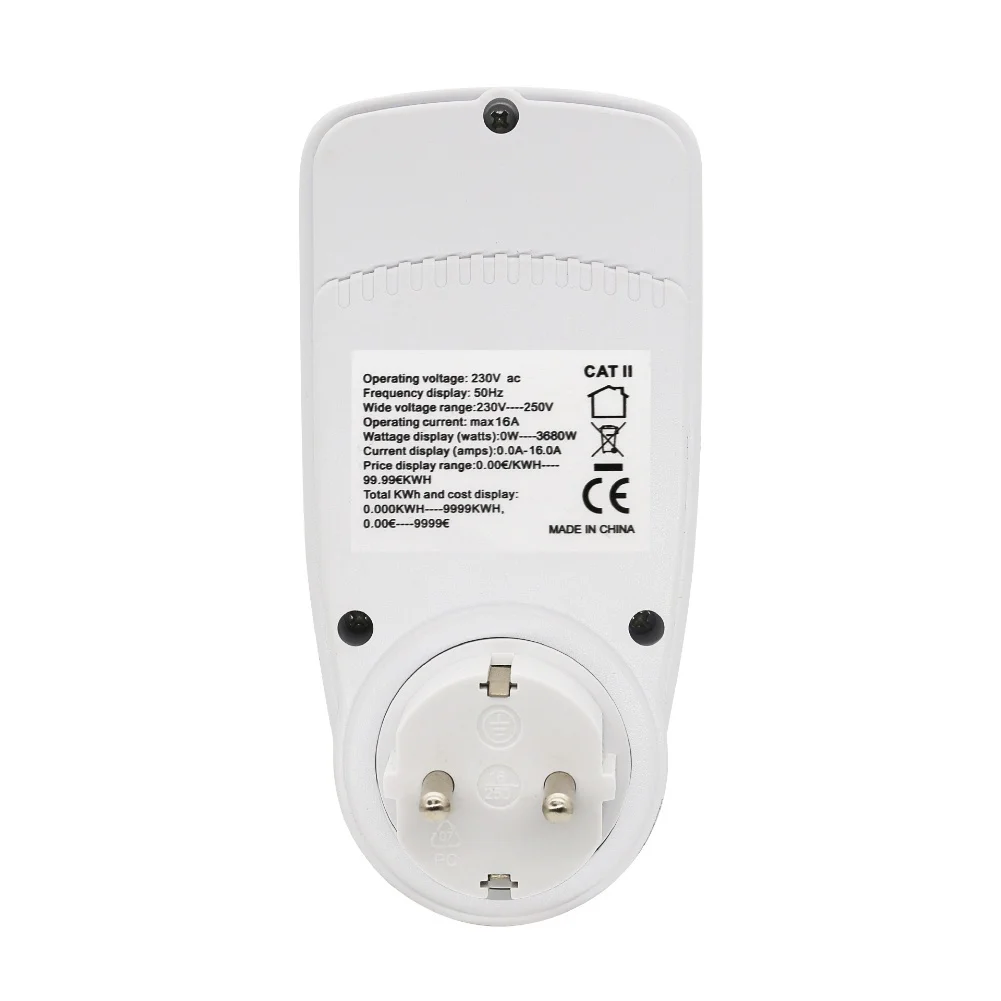 Socket Power Meter with Large LCD Display for Accurate Real Time Monitoring of Power Voltage Current and Energy Usage in Home