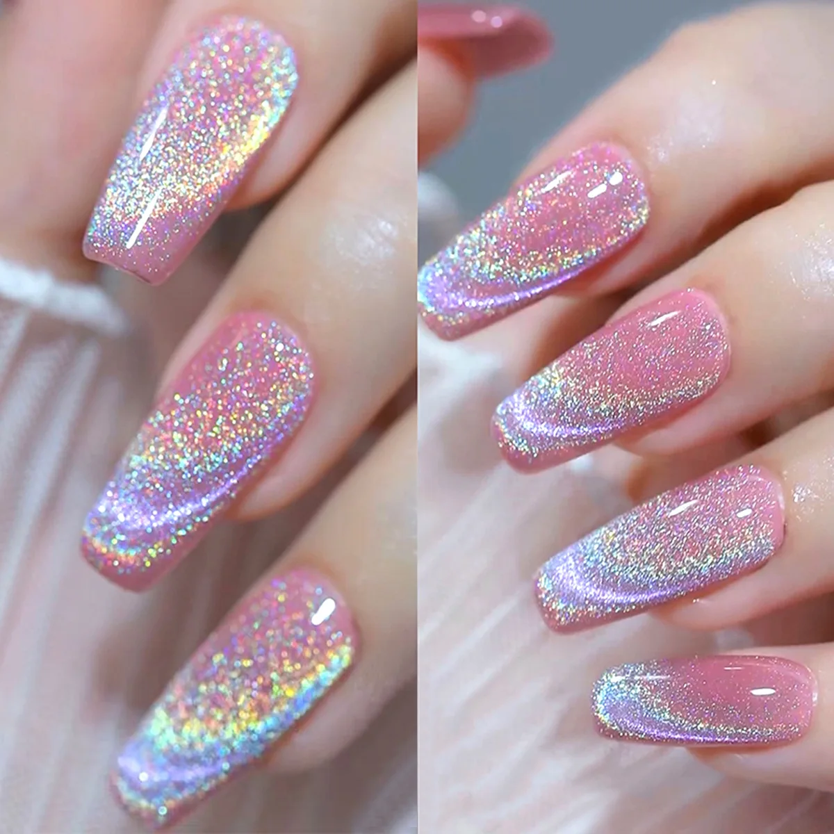 Rainbow cat's eye nail polish, versatile high-density colorful laser spar cat's eye glue for nail art