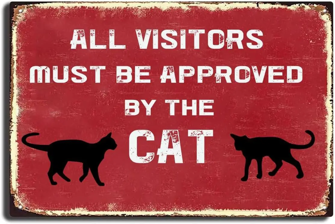 Funny Cat Sign- Gift for Lover Gifts Black Room Decor Door Sign Home Decoration /Tin