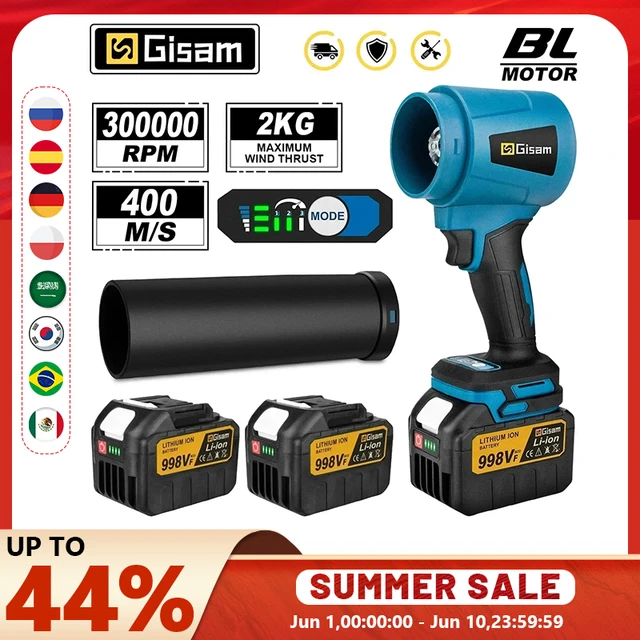 Gisam 300000 RPM bezszczotkowe elektryczne dmuchawy turbo wentylator strumieniowy 400 M/S ręczna dmuchawa do liści dmuchanie kurzu dla Makita 18V szpilki akumulatorowe