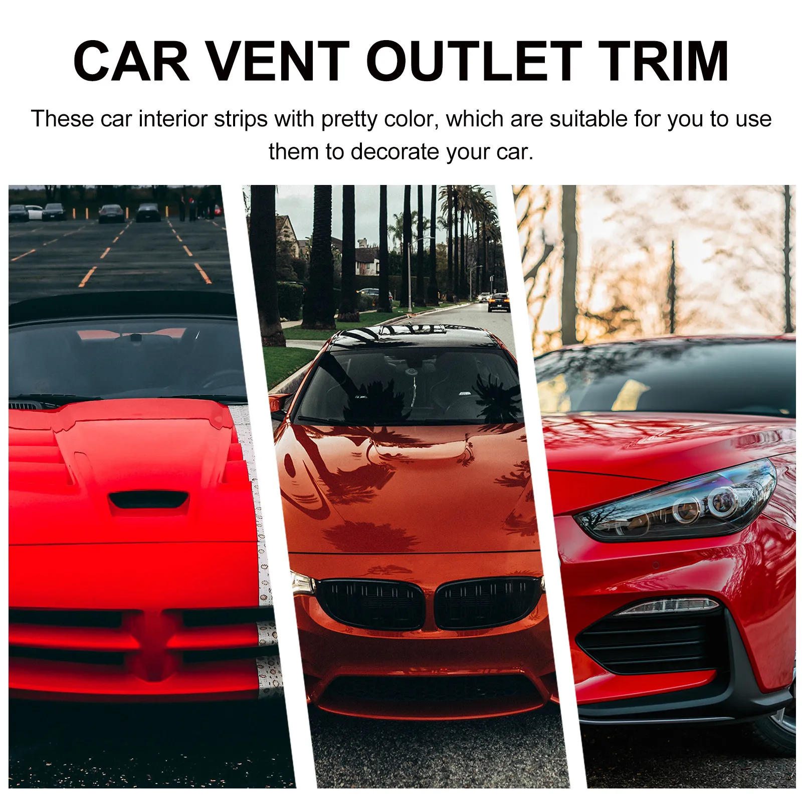 10Pcs Car Vent Outlet Strip Decorative Rhinestone Clip Trim U Shape Clamp Conditioning Vent Grille Moulding Replacement