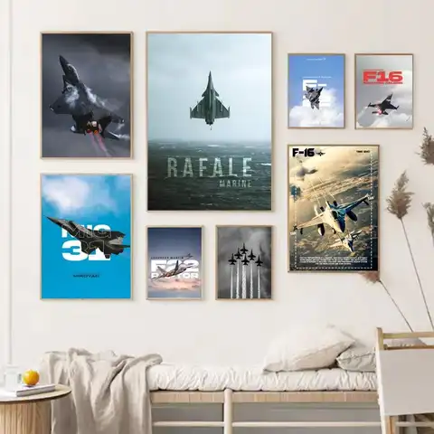Poster Classico di Aerei da Combattimento, Adesivo Artistico Impermeabile per Decorazione Murale di Caffetterie, Bar e Stanze