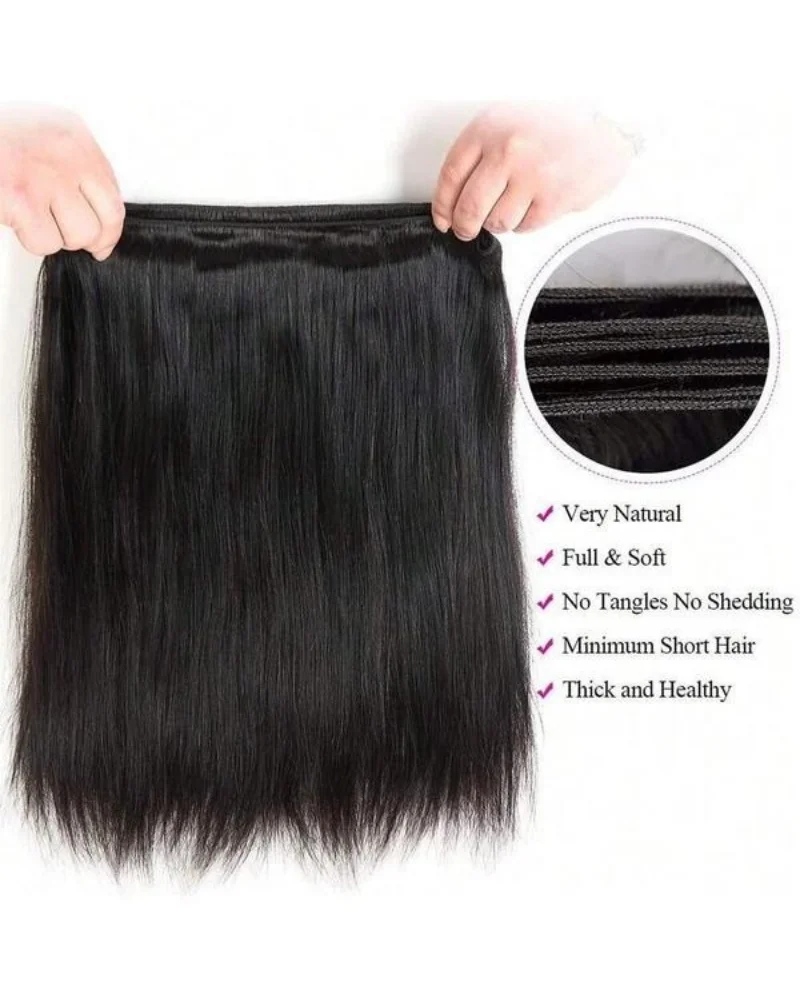 15A Brazylijskie Proste Włosy Naturalne w Pasemkach 26 28 30 32 Cale 100% Nieprzetworzone Dziewicze Proste Włosy do Przedłużania 4 Pasemka Włosów Naturalnych