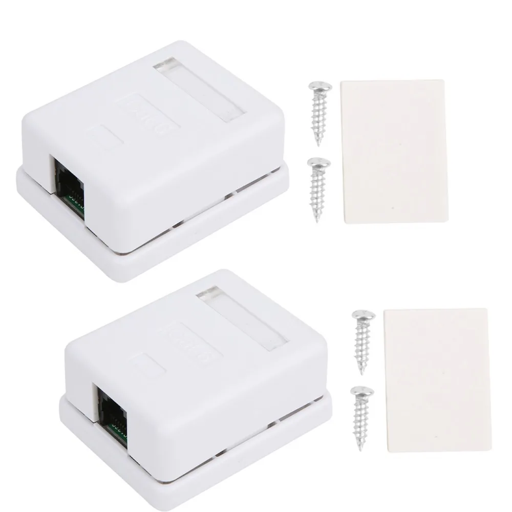 

2Pcs Cat6 RJ45 Surface Mount Box Non-Shielded RJ45-8P8C Mount Box Single Port ABS Single Port Mount Box Information Network