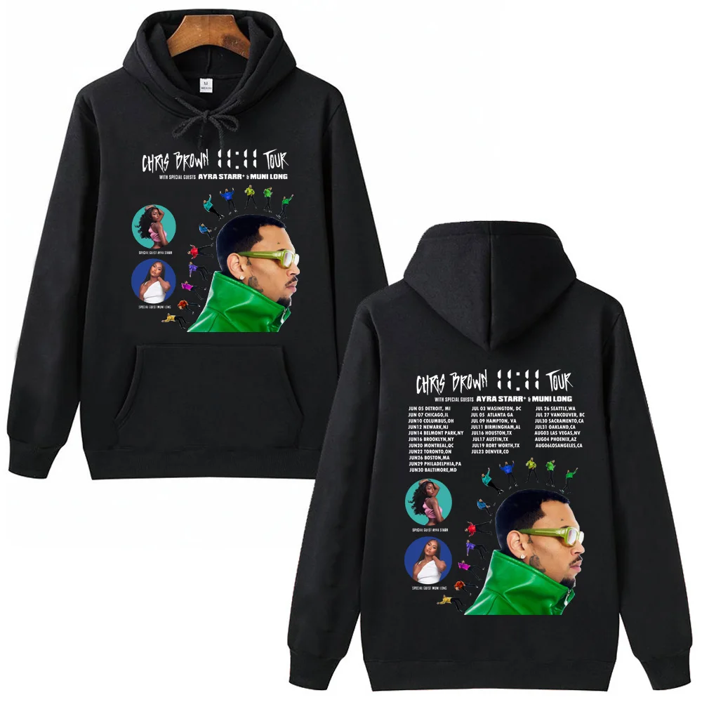 Chris Brown 11:11 Tour 2024 Hoodie Harajuku Hip Hop Pullover Tops Sweatshirt Music Fans Gift