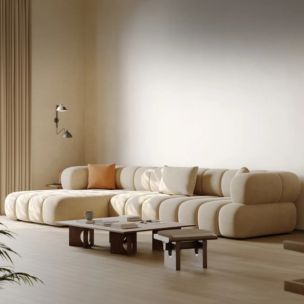 

% Modern Luxury Eco-Friendly Fabric Oval Shape Upholstered Pillow Back Modular Sectional Sofa Set European Design Living Room
