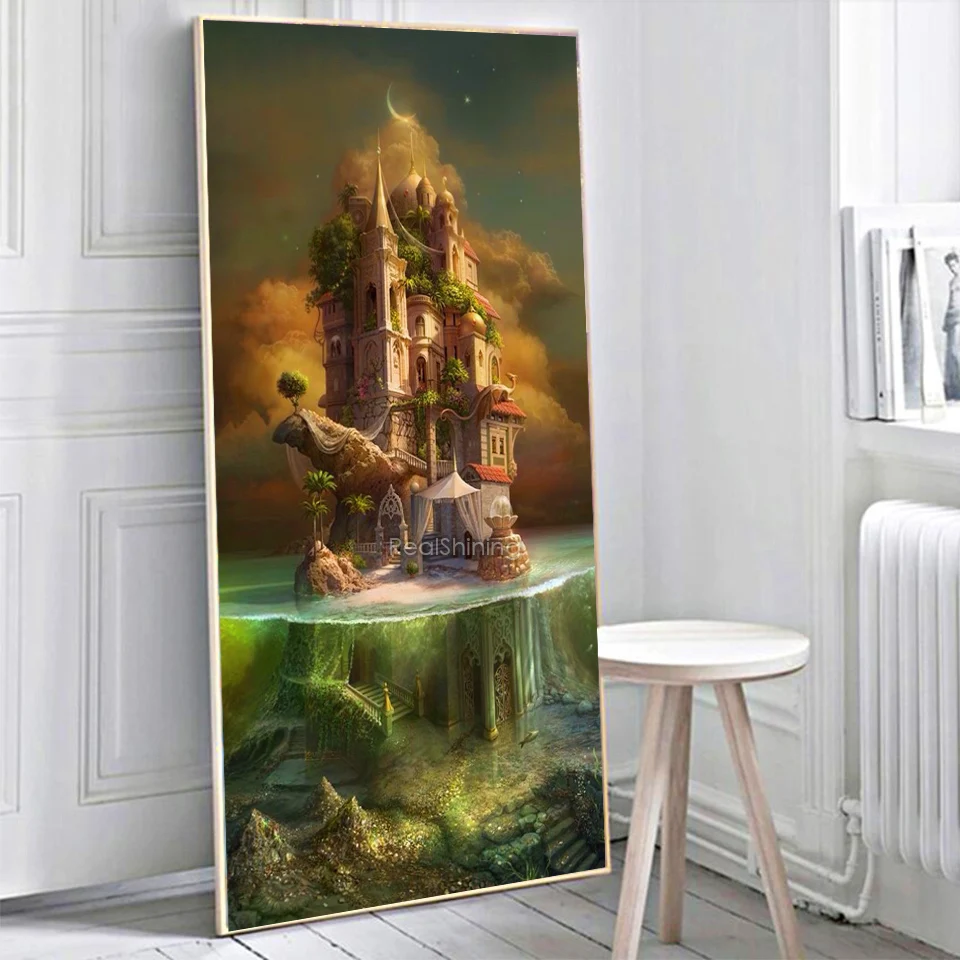 Cloud 5d diy diamond painting mosaic fantasy undersea castle landscape full drill diamond embroidery diamond cross stitch T1768