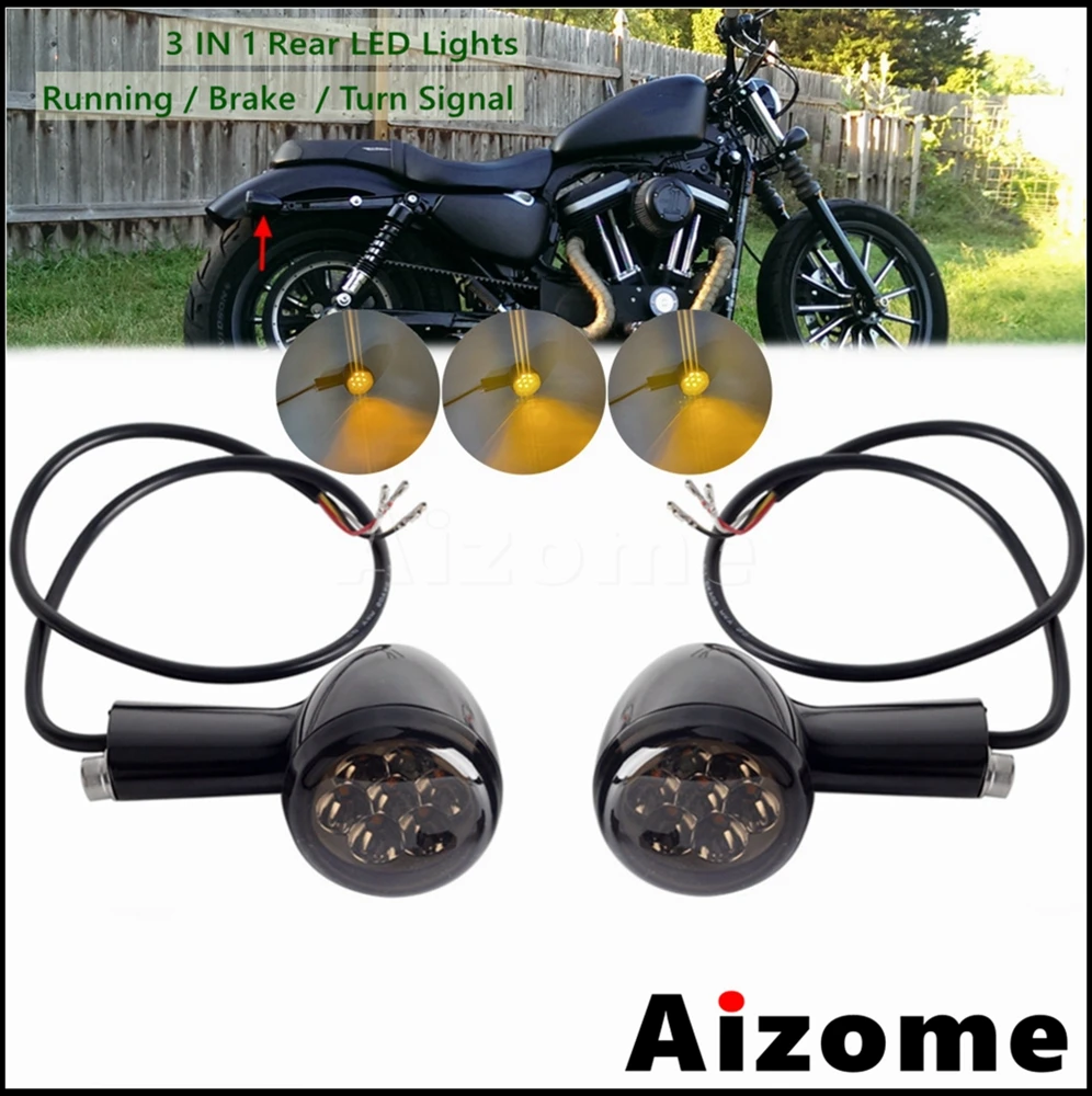 

Motorcycle 3 IN 1 LED Turn Signals Lights For Harley Sporster XL1200 XL883 Rear Runing Brake Indicator Bliker Lamp 1992-2022