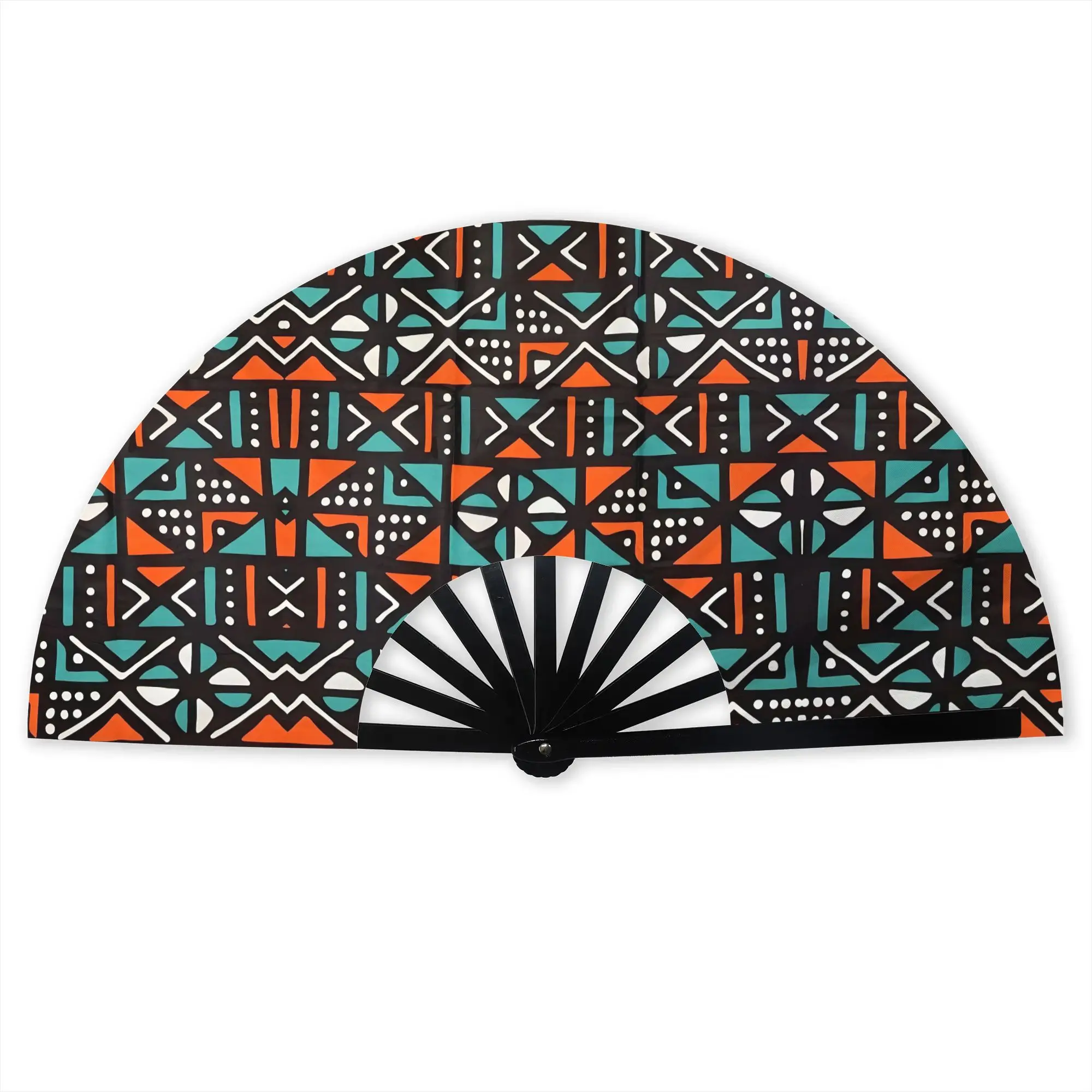 African Boho Ankara  Portable Pocket Fan Travel Geometric Polka Dot  Folding Fan Chinese Dance Cooling Handheld Fans