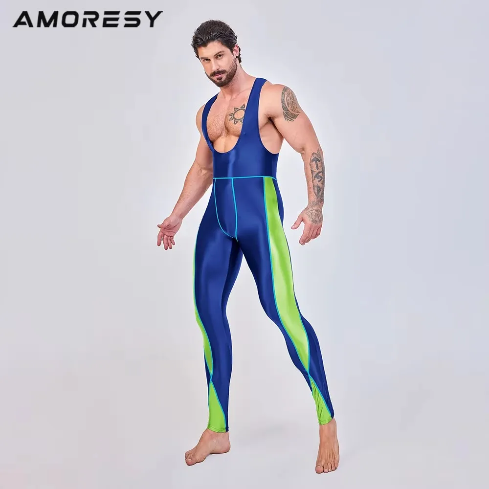 AMORESY Leonidas Series Suspender Backless Cycling Sports Fitness Tights Nine-point Pants Overall Catsuit All-purpose Jumpsuits