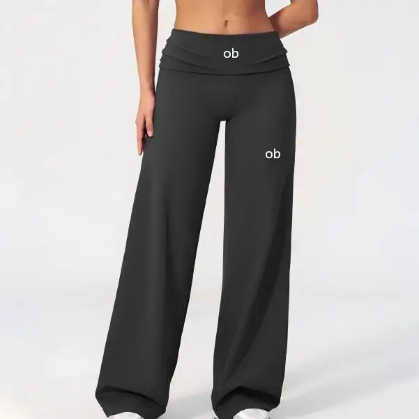2026 High-waisted Wide-leg Yoga Pants for Women - Loose and Sensual Straight Fit Fitness Pants with Hip Flare (Peach Color)