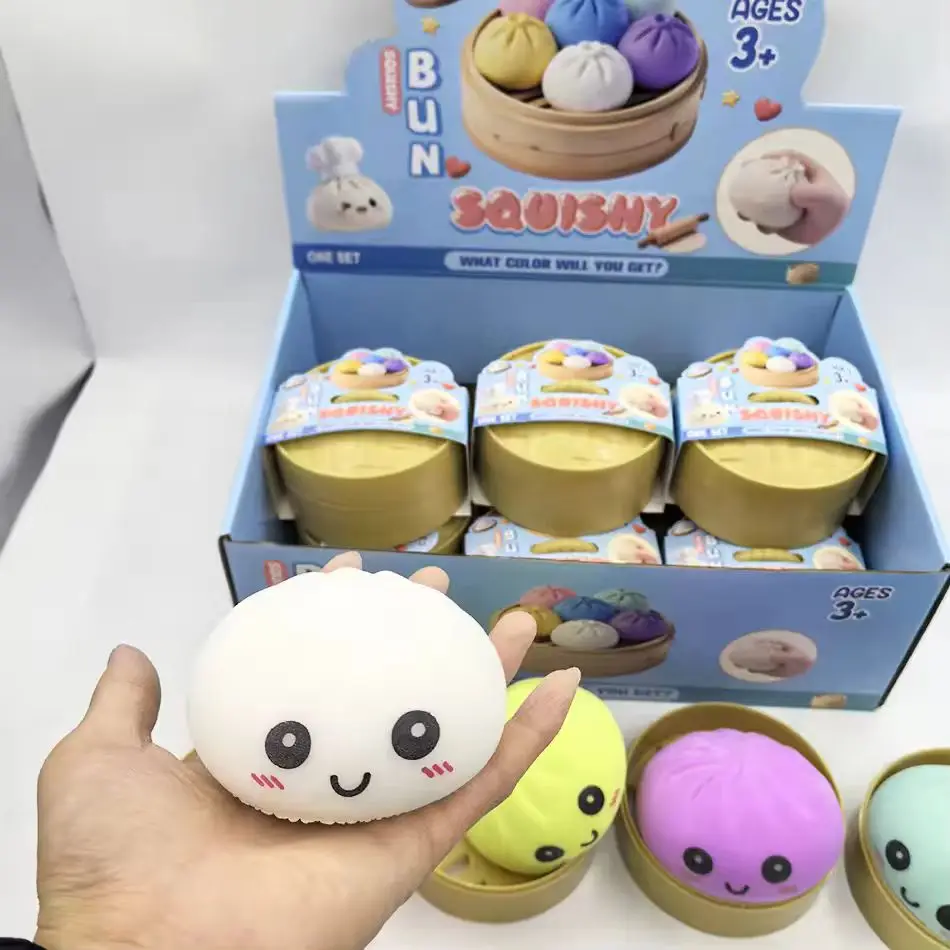 Colorful Simulated Dumpling Squishy Relaxing Relieve Anxiety Antistress Enhance Happiness Reusable Rebound Squeeze Reliever Toy