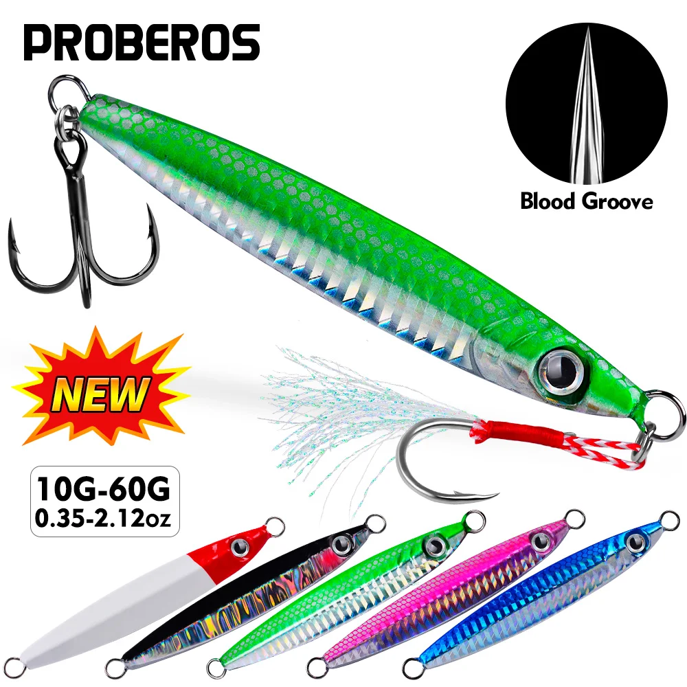 เหยื่อจิ๊กโลหะจมเร็ว จิ๊กโลหะจมช้า สำหรับตกปลาชายฝั่ง ตกปลาทะเล ตกปลาดำน้ำ เหยื่อแข็ง น้ำหนัก 10 กรัม-60 กรัม