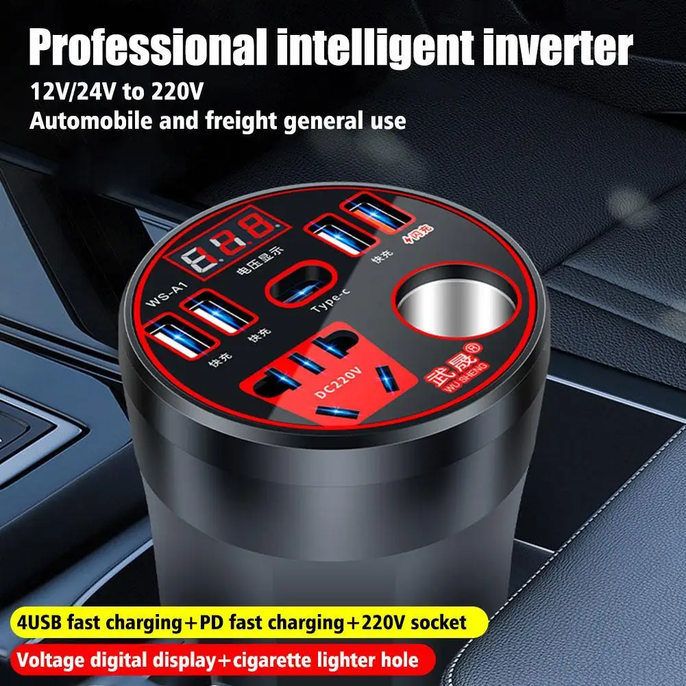 Vehicle Mounted Inverter 12V24V To 220V Power Converter Phone Charger Car Fast Multifunctional Mobile Charging Socket image 2