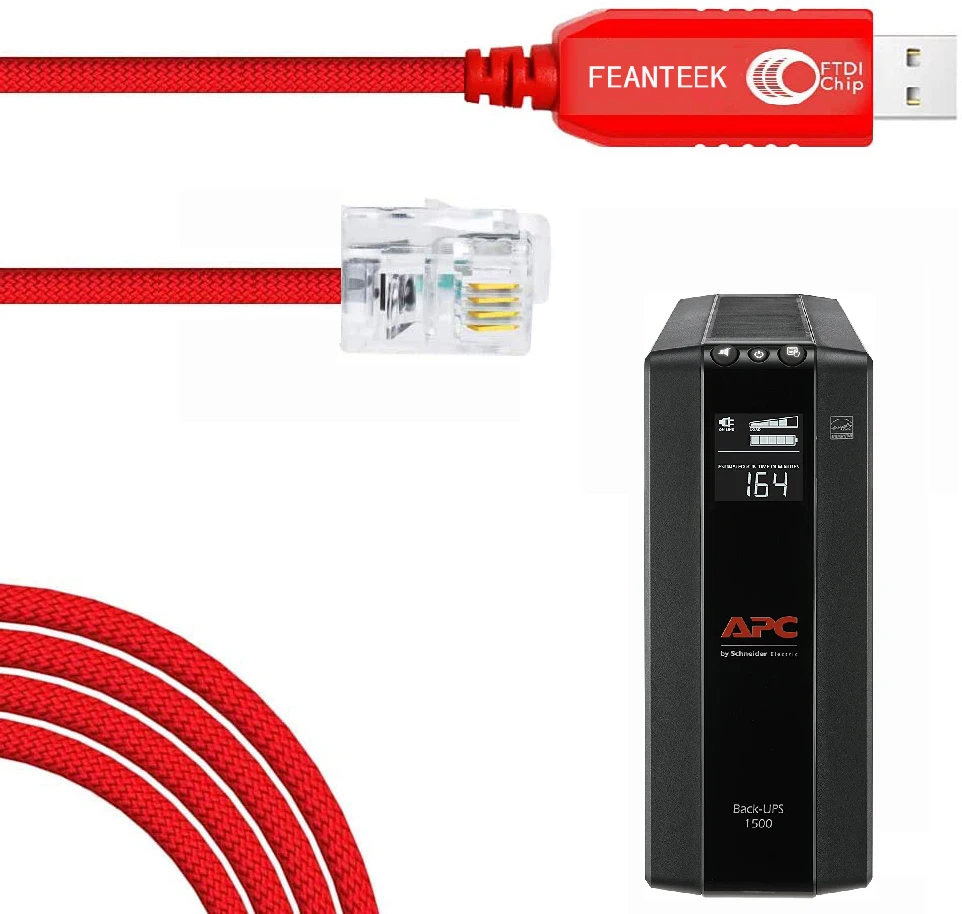 FEANTEEK APC Serial Cable USB To RJ12 Cable FTDI Serial Converter For APC part # 940-0144  AP77XX AP78XX AP79XX AP86XX