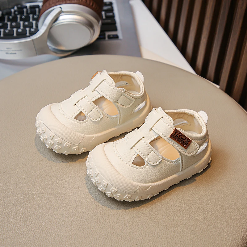 Children's Velcro Design Solid Color Casual Toe-toe Sandals Summer Girls Breathable Non-slip Wear-resistant Soft-soled Sandals
