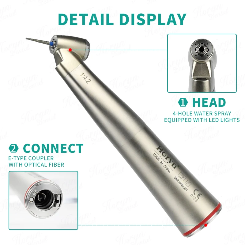 Dental 45 degree Angle Head Handpiece with Optic Light 1:4.2 contra angledental micromotorhandpiece