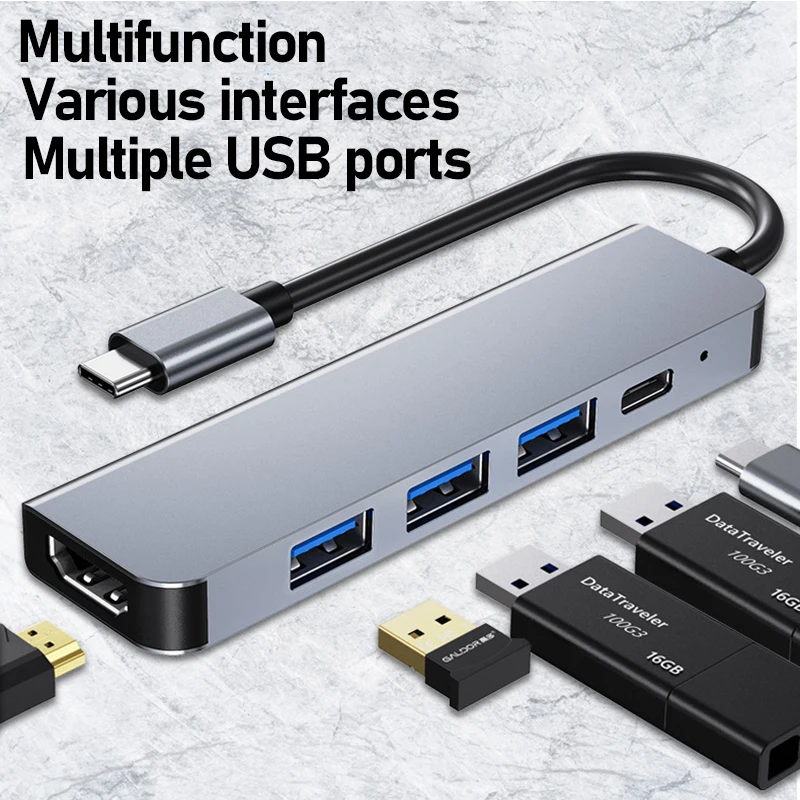 Multi-USB Type-C HUB thunderbolt dock station HD for laptops Dell Lenovo HP Hua Xiaomi MacBook Macmini Mac accessories satechi