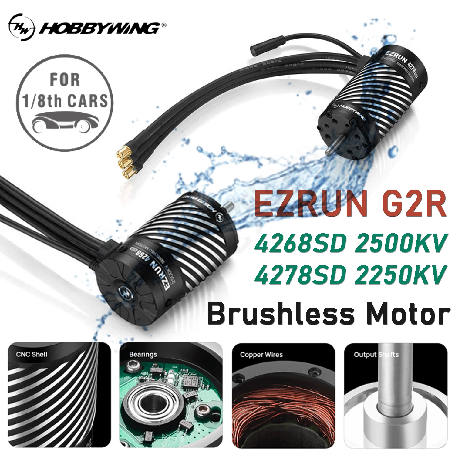 HOBBYWING EZRUN 4268SD 2500KV 4278SD 2250KV G2R Brushless Motor 3-6S 5.0mm Shaft for 1/8 1/10 RC Buggy Monster Truck Cars Parts