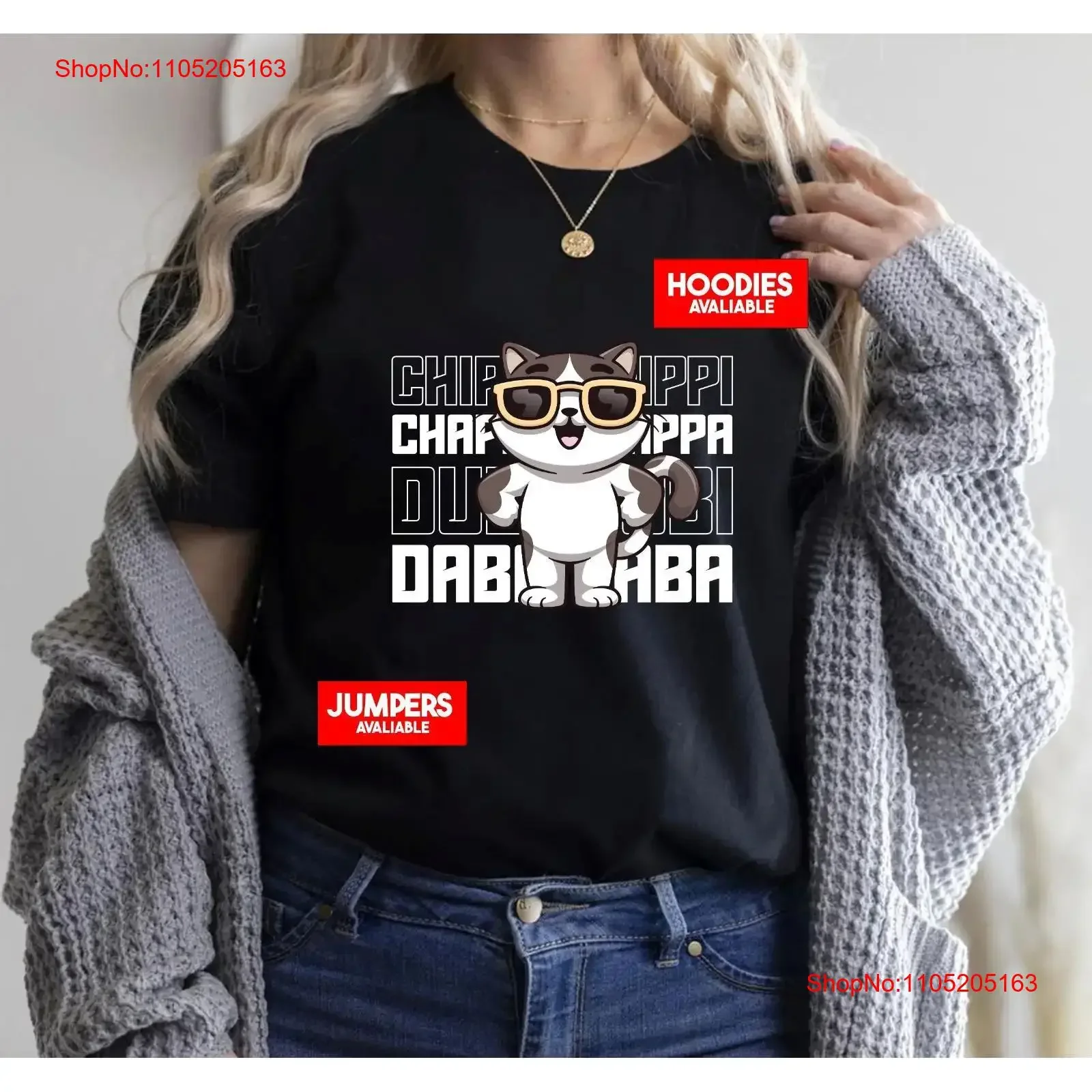 Divertida camiseta de gato Chipi Chapa Dubi Daba Animal vintage ropa de diseñador lavada ropa de calle gráfica informal Top para uso diario