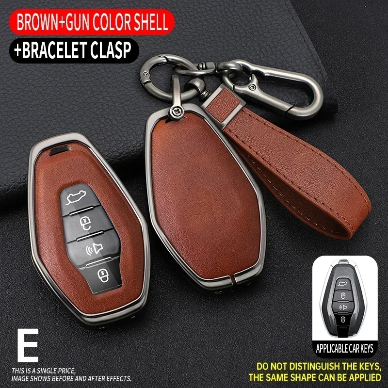 

Alloy Leather Car Key Cover Case Auto Keychain Protector Key Ring For Chery Jetour X70 X70plus X70m X90plus X95pro Accessaries