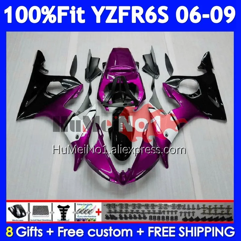 OEM Kit For YAMAHA YZF R6 S YZF R6S 06-09 362No.176 YZF-R6S YZFR6S 2006 2007 2008 2009 06 07 08 09 Injection Fairing Purple Blk