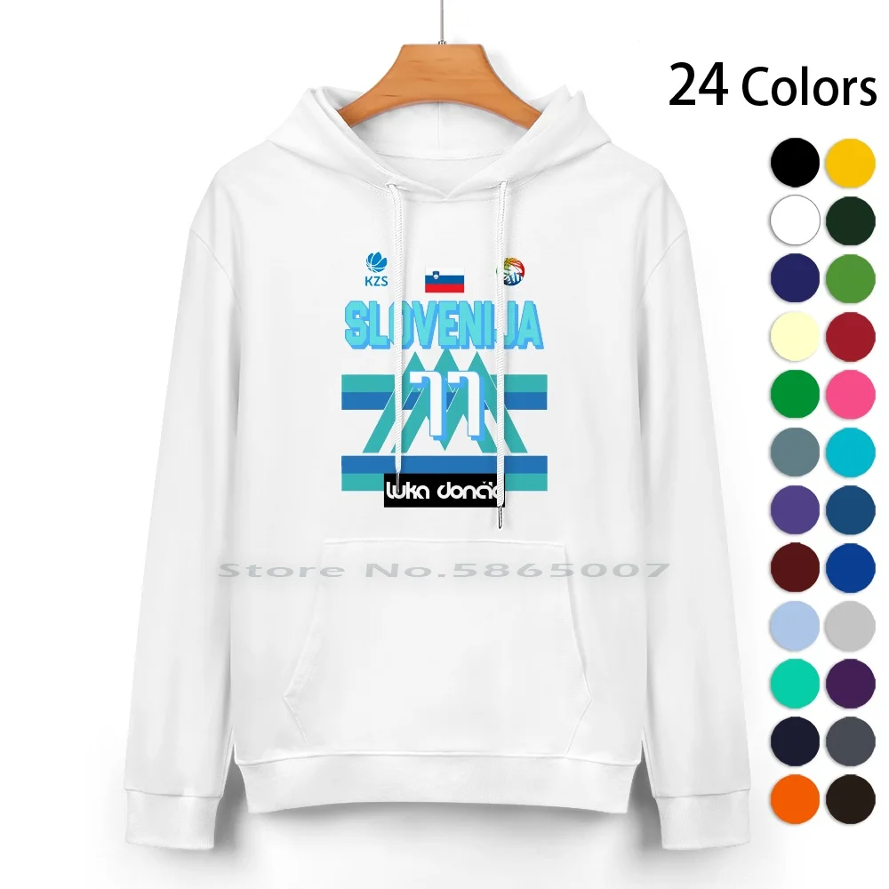 Luka Doncic Slovenija Fan Design Pure Cotton Hoodie Sweater 24 Colors Luka Doncic Basketball Luka 77 Slovenija Slovenia