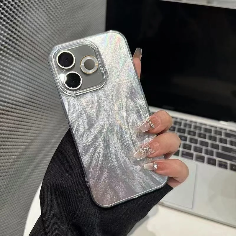 Für OPPO A5 Pro Handyhülle OPPO A5 Pro 4G Hülle OPPO A5 Pro 5G Sturzsichere Luxus Laser Silber Farbverlauf Hartschale