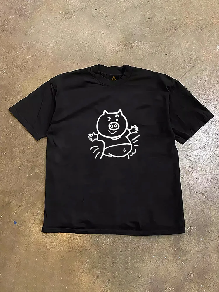 Loose Fit Cotton Short Sleeve T-Shirt Unisex Casual Comfortable Breathable Pure Cotton Double Thread T-Shirt for Summer