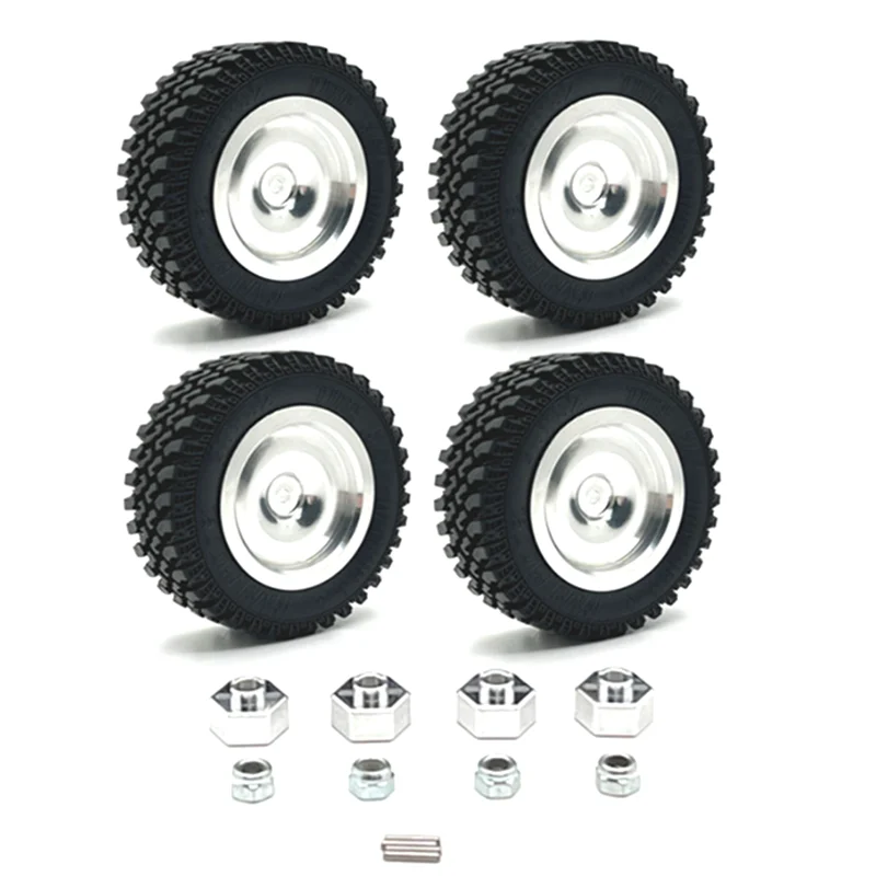 Suitable for MN Model MN168 128 Modified Metal Mirror Wheel Tyres, With Matching Hexagonal Connector, RC Car metal Upgrade Parts