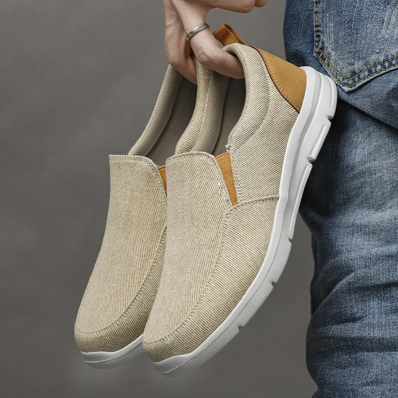 

Men Casual Canvas Shoes Breathable Comfortable Outdoor Slip on Walking Sneakers Mens Loafers Driving Shoes Size39-46Flats Male