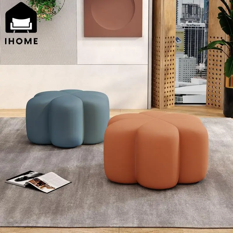 IHOME Creative Sofa Stool Home Foot Stool Living Room Stool Nordic Adult Low Stool Net Red Light Luxury Entry Change Shoe Stool