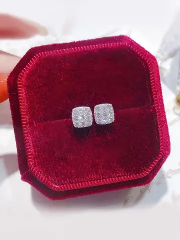 Huitan Silver Color Small Stud Earrings for Women Geometric Square Shape Daily Wear Fashion Versatile Girl 2022 Earrings Jewelry