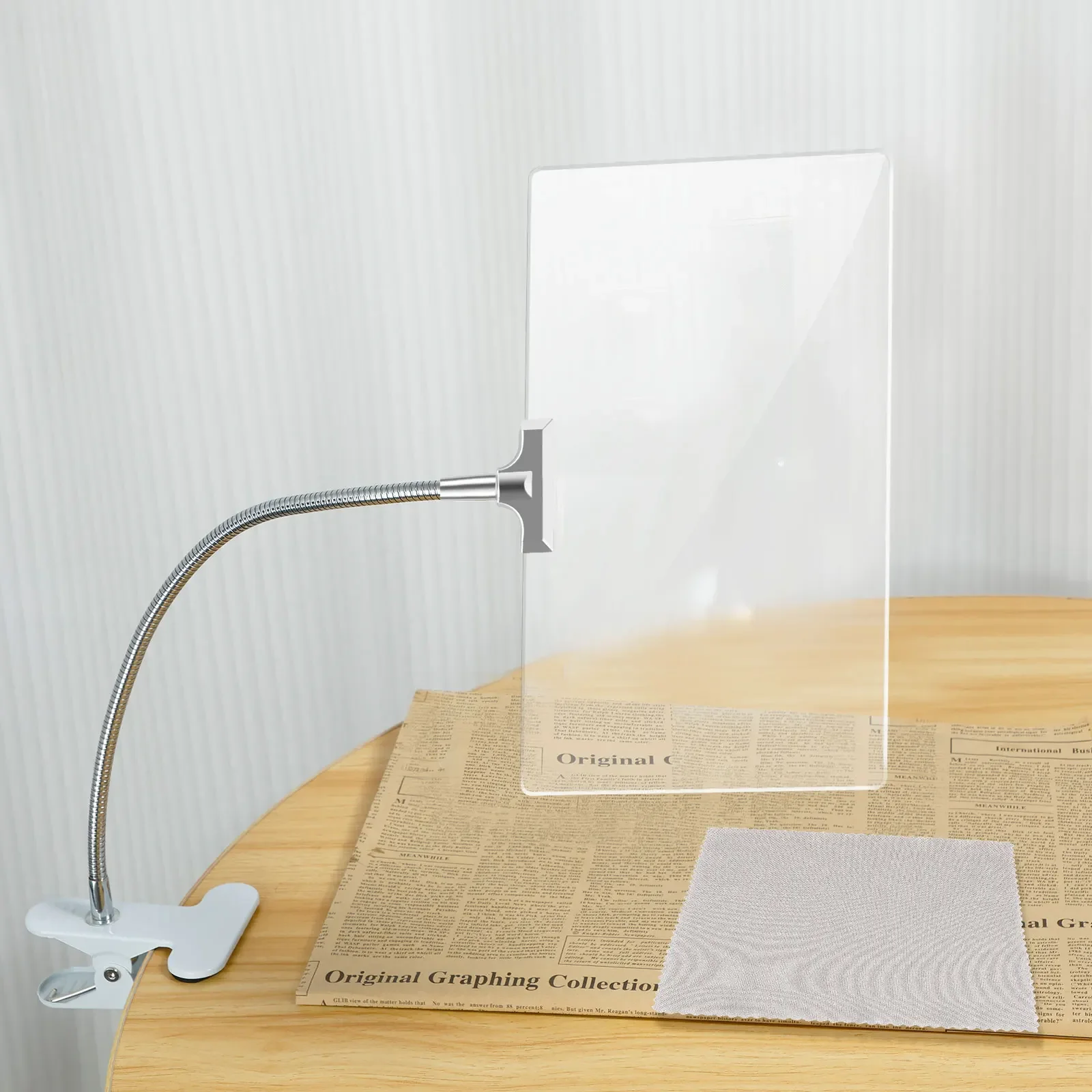 4X Magnifying Glass with Clip Large Page Magnifier with 360 Degree Flexible Neck Multipurpose Book Page Magnifying Glass Clip On