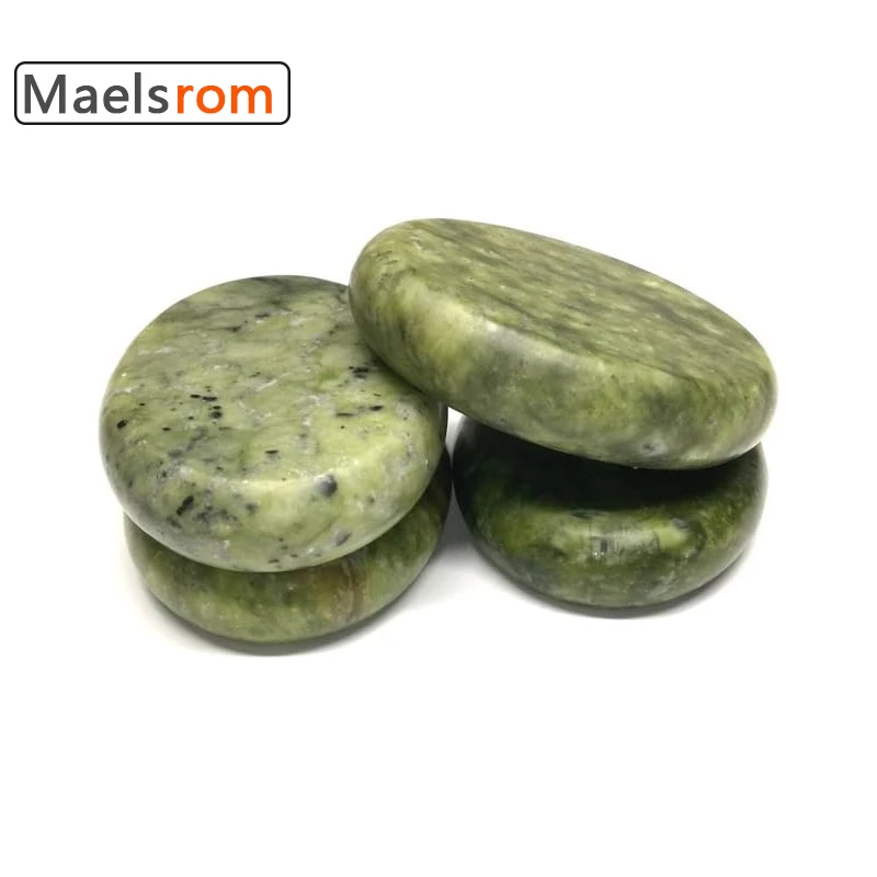 

4pcs 6x8cm Hot Massage Stones Set Natural Green Jade Heated Warmer Stone For Improving Your Blood Circulation And Warmer Muscle