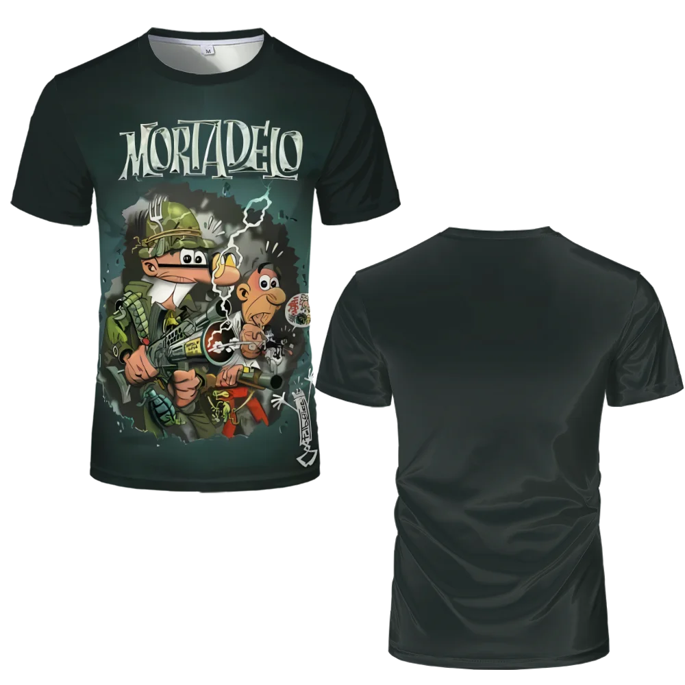 Mortadelo Filemon Anime Character Print T shirts Round Neck Fashion Fun Pattern Short Sleeves Outdoor Casual Breathable T-shirts